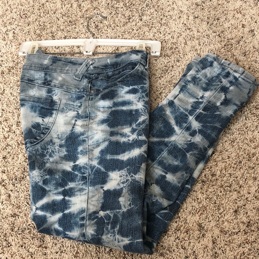 BONGO Blue Tie-Dye Skinny Jeans surfer beach skater